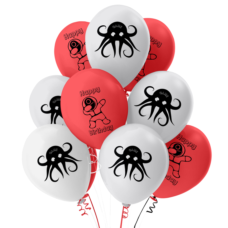 The Magic Balloons- Squid Printed Happy Birthday Party Decorations Squid Theme Party Balloons Decoration Game Party Decorations Supplies Birthday Party- pack of 30 pcs The Magic Balloons- Squid Printed Happy Birthday Party Decorations Squid Theme Party Balloons Decoration Game Party Decorations Supplies Birthday Party- pack of 30 pcs