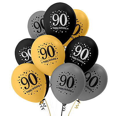The Magic Balloons- Happy 90th Birthday Balloons for Men and women, 90 Birthday Balloons 90th Birthday Party Supplies Black Gold and Silver Birthday Decorations balloons party décor pack of 30 pcs