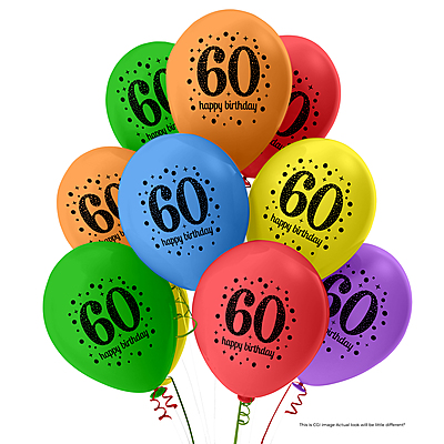 The Magic Balloons- Happy 60th Birthday Balloons multicolor pack of 30 pcs-181157 The Magic Balloons- Happy 60th Birthday Balloons multicolor pack of 30 pcs-181157