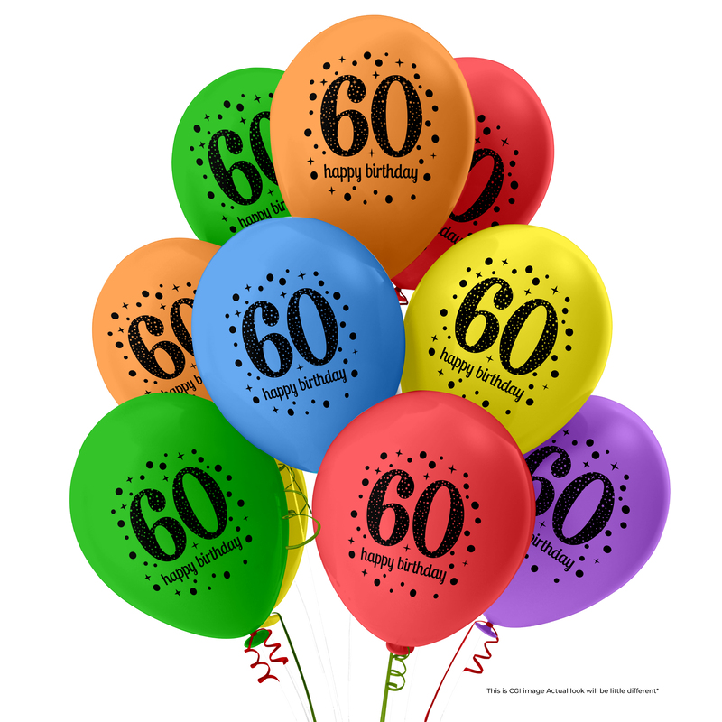 The Magic Balloons- Happy 60th Birthday Balloons multicolor pack of 30 pcs-181157 The Magic Balloons- Happy 60th Birthday Balloons multicolor pack of 30 pcs-181157