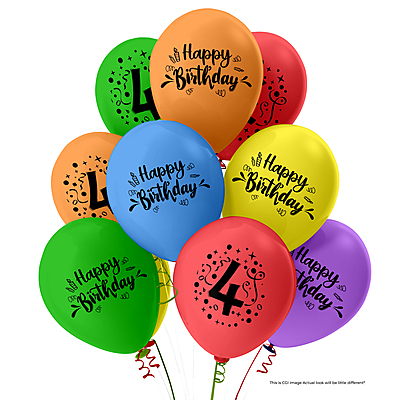 The Magic Balloons-4 Number Balloons and Happy Birthday Latex Balloons With Banner For Four No. Theme Balloons Pack of 21pcs | 20pcs Of Balloons and A Banner | Multicolor Balloons For Birthday The Magic Balloons-4 Number Balloons and Happy Birthday Latex Balloons With Banner For Four No. Theme Balloons Pack of 21pcs | 20pcs Of Balloons and A Banner | Multicolor Balloons For Birthday