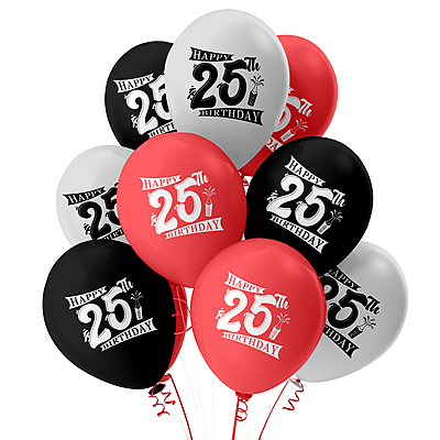The Magic Balloons- Happy 25th Birthday Balloons Latex Balloons For 25th Birthday Party Pack of 30pcs Red, Sliver, and Black Balloons Party Supplier For Men and Women The Magic Balloons- Happy 25th Birthday Balloons Latex Balloons For 25th Birthday Party Pack of 30pcs Red, Sliver, and Black Balloons Party Supplier For Men and Women