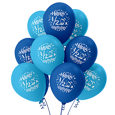 The Magic Balloons - Happy Half Birthday Decoration Metallic Balloons 1/2 Birthday Pack of 10pcs | 12” Blue and Sky Blue Half Birthday Balloons Perfect for Boys | Party Supplies The Magic Balloons - Happy Half Birthday Decoration Metallic Balloons 1/2 Birthday Pack of 10pcs | 12” Blue and Sky Blue Half Birthday Balloons Perfect for Boys | Party Supplies