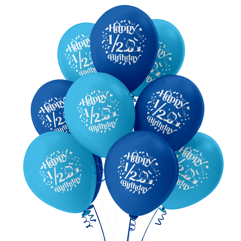 The Magic Balloons - Happy Half Birthday Decoration Metallic Balloons 1/2 Birthday Pack of 10pcs | 12” Blue and Sky Blue Half Birthday Balloons Perfect for Boys | Party Supplies The Magic Balloons - Happy Half Birthday Decoration Metallic Balloons 1/2 Birthday Pack of 10pcs | 12” Blue and Sky Blue Half Birthday Balloons Perfect for Boys | Party Supplies