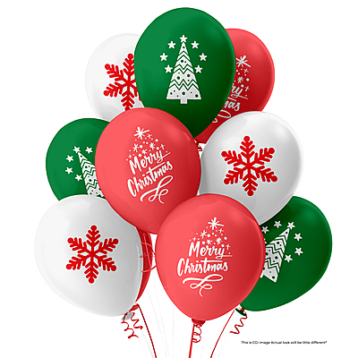 The Magic Balloons- Printed Merry Christmas Latex Balloons for Christmas Decorations - Pack of 30 (Merry Christmas, Snowflakes & Christmas tree printed) The Magic Balloons- Printed Merry Christmas Latex Balloons for Christmas Decorations - Pack of 30 (Merry Christmas, Snowflakes & Christmas tree printed)