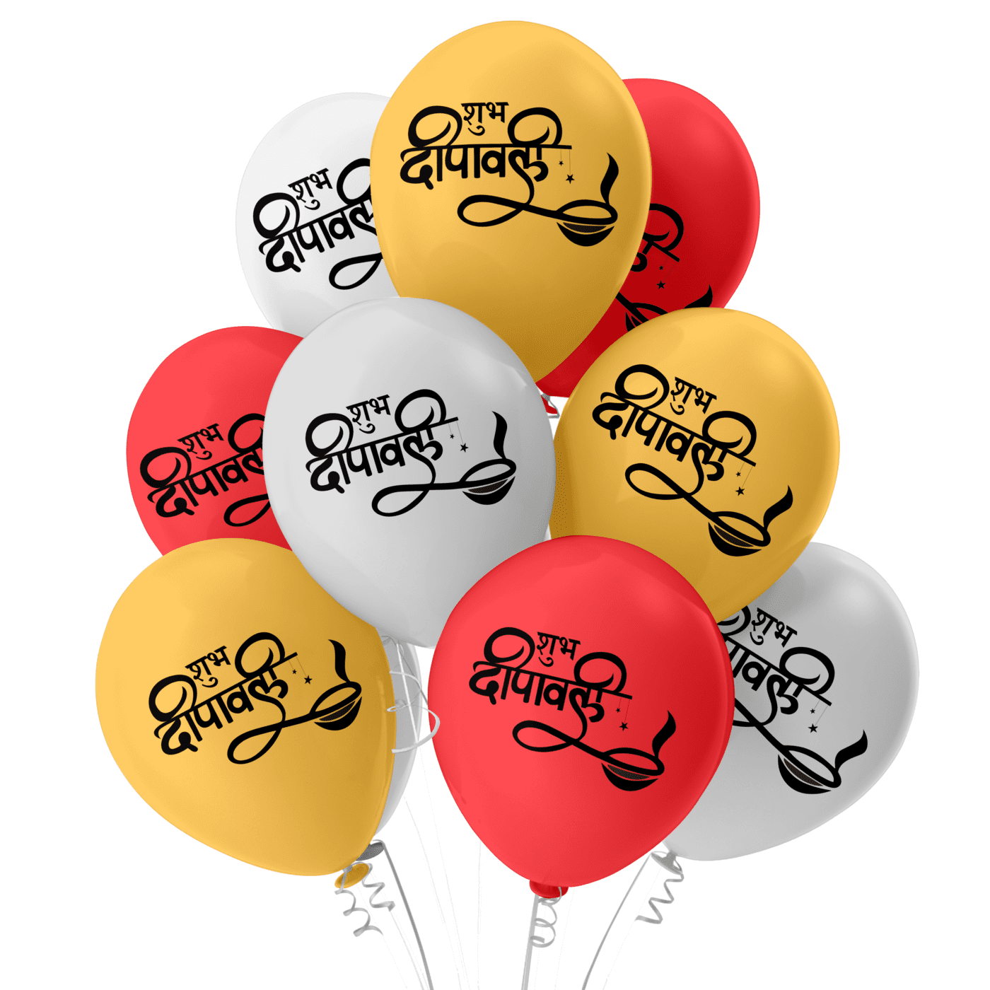 The Magic Balloons- Diwali festival Decoration Balloons for Shubh Deepawali, Diwali decorations/Party supplies for Home/Office/Shop Pack of 30 multicolour Gold, Silver metallic Red balloons- 181474