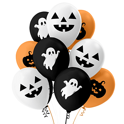 The Magic Balloons- Halloween Theme Balloons for Decoration Latex Balloons Pack of 30pcs Halloween Theme Party Customized Party Supplies Black, White and Orange Color Balloons