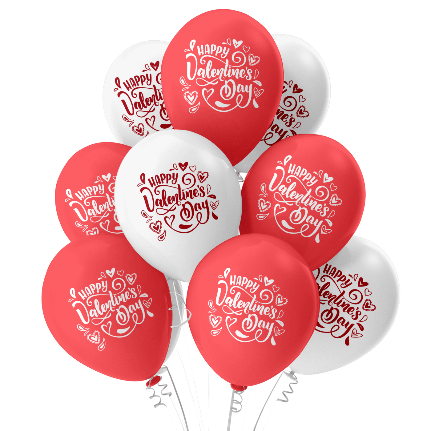 The Magic Balloons - Happy Valentine's Day Balloons Red and White Latex Balloons Pack of 30pcs - Valentine Printed Balloons Set for Valentine Day Decorations.