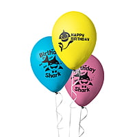 The Magic Balloons-Make a Splash with Baby Shark Themed Happy Birthday Balloons - Pack of 30 Latex Balloons in Pink, Blue, and Yellow for Fun and Colorful Party Decoration and Supplies