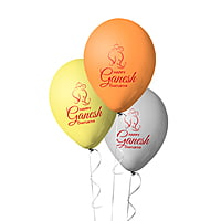 The Magic Balloons Store-Happy Ganesh Chaturthi customized  Balloons, Ganesh Chaturthi decorations at mandap/ home Pack of 30 multicolor Metallic yellow, metallic orange metallic white balloons-181133
