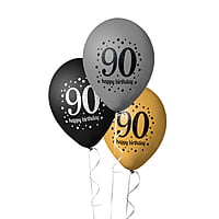 The Magic Balloons- Happy 90th Birthday Balloons for Men and women, 90 Birthday Balloons 90th Birthday Party Supplies Black Gold and Silver Birthday Decorations balloons party décor pack of 30 pcs