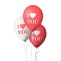 The Magic Balloons-I Love U Printed Red Heart Shape Latex Balloons Pack Of 10-181412