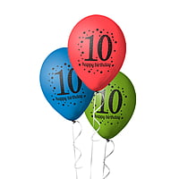 The Magic Balloon - Happy 10th Birthday Celebration Combo Kit: 30 Printed Balloons and a Banner Pack of 31pcs