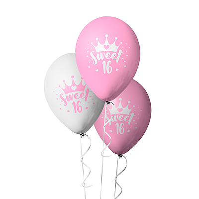 The Magic Balloons Store Sweet 16 Balloons printed balloons for decorations Sweet 16 pre-printed latex balloons with pink and white party balloons - Pack of 30 pcs The Magic Balloons Store Sweet 16 Balloons printed balloons for decorations Sweet 16 pre-printed latex balloons with pink and white party balloons - Pack of 30 pcs