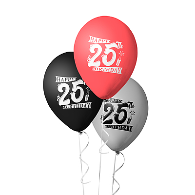 The Magic Balloons- Happy 25th Birthday Balloons Latex Balloons For 25th Birthday Party Pack of 30pcs Red, Sliver, and Black Balloons Party Supplier For Men and Women The Magic Balloons- Happy 25th Birthday Balloons Latex Balloons For 25th Birthday Party Pack of 30pcs Red, Sliver, and Black Balloons Party Supplier For Men and Women