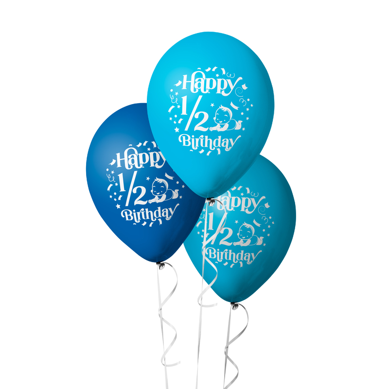 The Magic Balloons - Happy Half Birthday Decoration Metallic Balloons 1/2 Birthday Pack of 10pcs | 12” Blue and Sky Blue Half Birthday Balloons Perfect for Boys | Party Supplies The Magic Balloons - Happy Half Birthday Decoration Metallic Balloons 1/2 Birthday Pack of 10pcs | 12” Blue and Sky Blue Half Birthday Balloons Perfect for Boys | Party Supplies