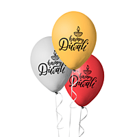 The Magic Balloons Store-Happy Diwali customized Decoration Balloons for Diwali, Diwali decorations/Party supplies for Home/Office/Shop Pack of 30 multicolour Gold, silver metallic red balloons-181473