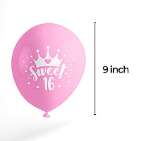 The Magic Balloons-Sweet 16 Balloons combo with printed balloons 30 Sweet 16 printed balloons 5 foils set 16 rose gold foil 2 curtain 1 banner Birthday Decoration/Party Supplies-Pack of 39 pcs