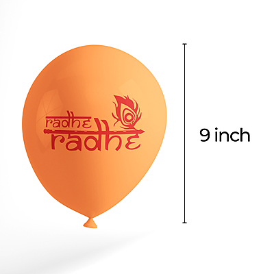 The Magic Balloons- Radhe Radhe Printed  balloons  for Krishna janmashtami / kishna happy Birthday Latex Balloon with 30 metallic balloon Decoration Janmashtami Celebration pack of 30 pcs-181456