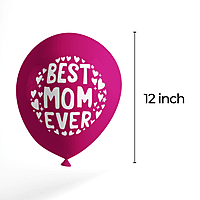 The Magic Balloons-Best Mom Ever Balloons for Mom’s Birthday Mother's Day Party and Decoration. 12” Metallic Dark Pink and Metallic white latex balloons pack of 10 pcs- 181438
