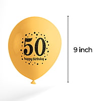 The Magic Balloons- Happy 50th Birthday decoration kit combo- 46 pcs Black Gold & silver 30 pcs rubber balloons, Happy Birthday foil banner, 2pcs Golden foil Curtain