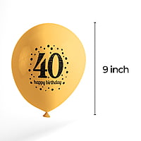 The Magic Balloons- Happy 40th Birthday decoration kit combo 48 pcs Black Golden & silver 30 pcs rubber balloons, Happy Birthday foil banner with 30 Number foil, 2pcs Golden foil Curtain