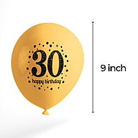 The Magic Balloons- Happy 30th Birthday decoration kit combo- 46 pcs Black Gold & silver 30 pcs rubber balloons, Happy Birthday foil banner, 2pcs Golden foil Curtain