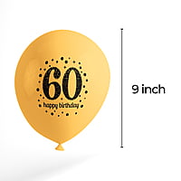 The Magic Balloons- Happy 60th Birthday decoration kit combo- 48 pcs Black Golden & silver 30 pcs rubber/latex balloons, Birthday foil banner with 30 Number foil, 2pcs Golden foil Curtain & air-pump