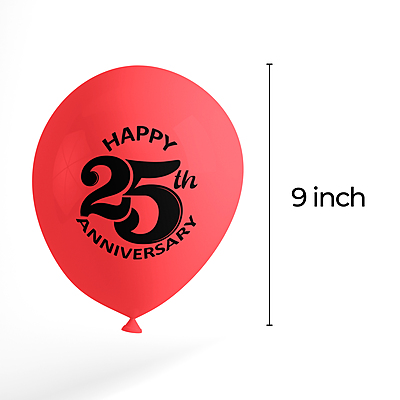 The Magic Balloons Store- Happy 25th Anniversary Party Balloons 25th anniversary printed latex balloons 25 Anniversary decorations Red and Silver balloons Pack of 30 The Magic Balloons Store- Happy 25th Anniversary Party Balloons 25th anniversary printed latex balloons 25 Anniversary decorations Red and Silver balloons Pack of 30