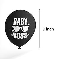 The Magic Balloons-Boss Baby Themed Happy Birthday Balloons with Blue, White & black balloons. Printed Boss Baby Happy Birthday latex balloons for Birthday Decoration/Party Supplies-Pack of 30 pcs
