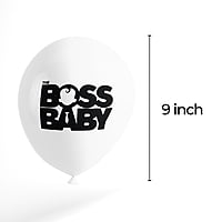 The Magic Balloons-Boss Baby Theme Balloons for Party Décor with Blue, White & black balloons. Pre-Printed Boss Baby Theme latex balloons for Birthday Decoration/Party Supplies-Pack of 30 pcs