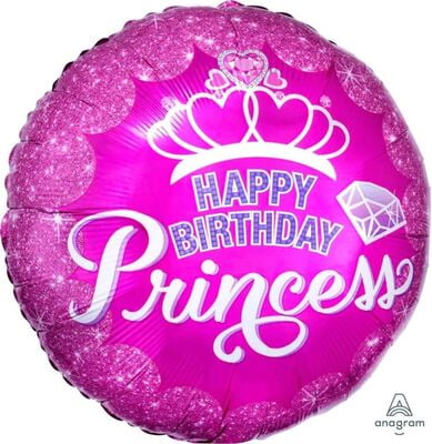 Anagram Happy Birthday Princes Crown & Gems Foil Balloon 18″-181293