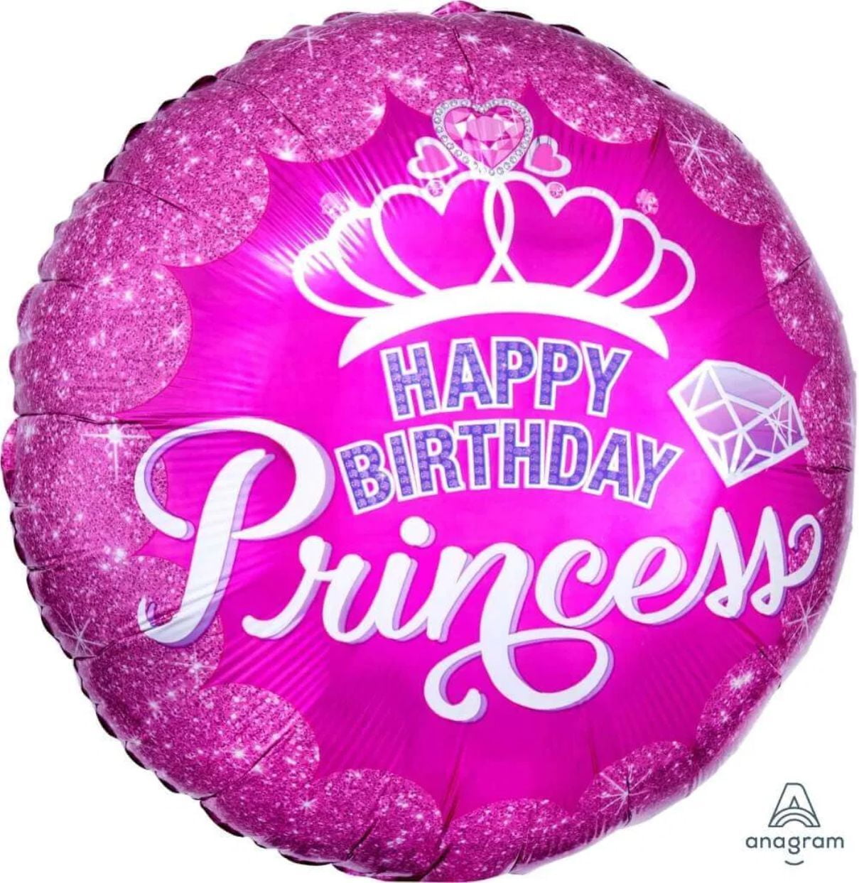 Anagram Happy Birthday Princes Crown & Gems Foil Balloon 18″-181293