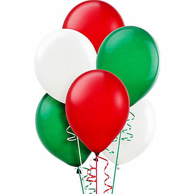 The Magic Balloons- 10” Xmas Decorations 30 pcs, Red White & Forest Green Latex, Balloons for Christmas decor (Red, White, Forest Green, Pack of 1)