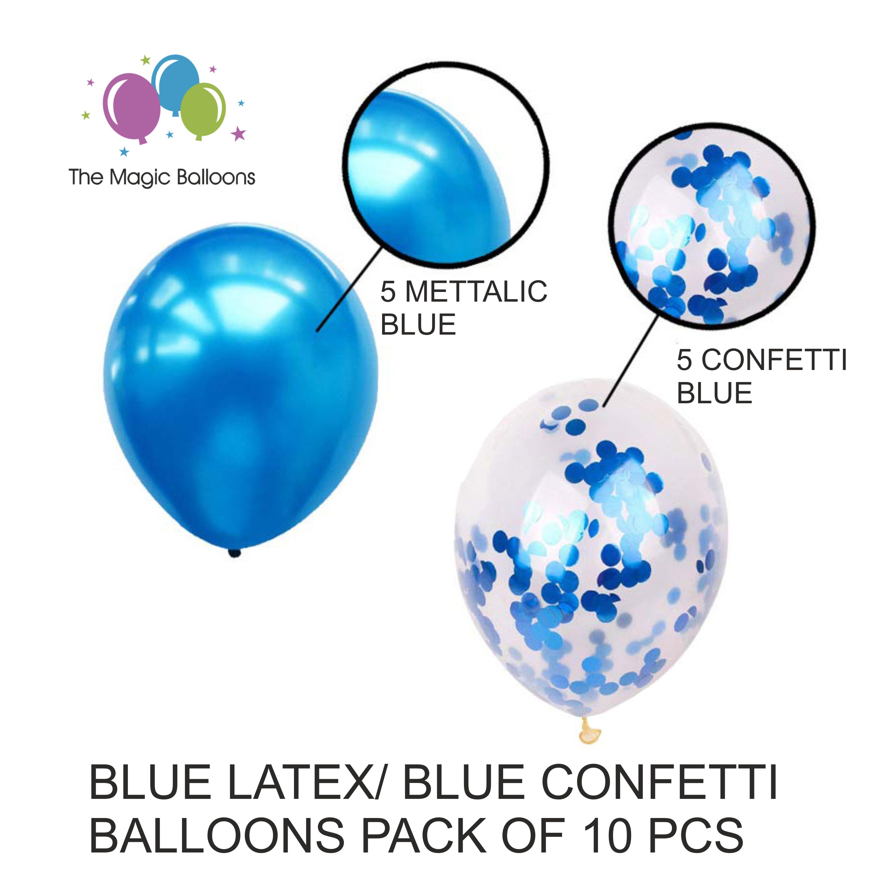 The Magic Balloons Store-Mettalic blue & Blue confetti Balloons-181151 The Magic Balloons Store-Mettalic blue & Blue confetti Balloons-181151