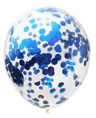 The Magic Balloons Store- 12" Blue Pre-Filled Confetti Latex Balloons ( Pack of 10)