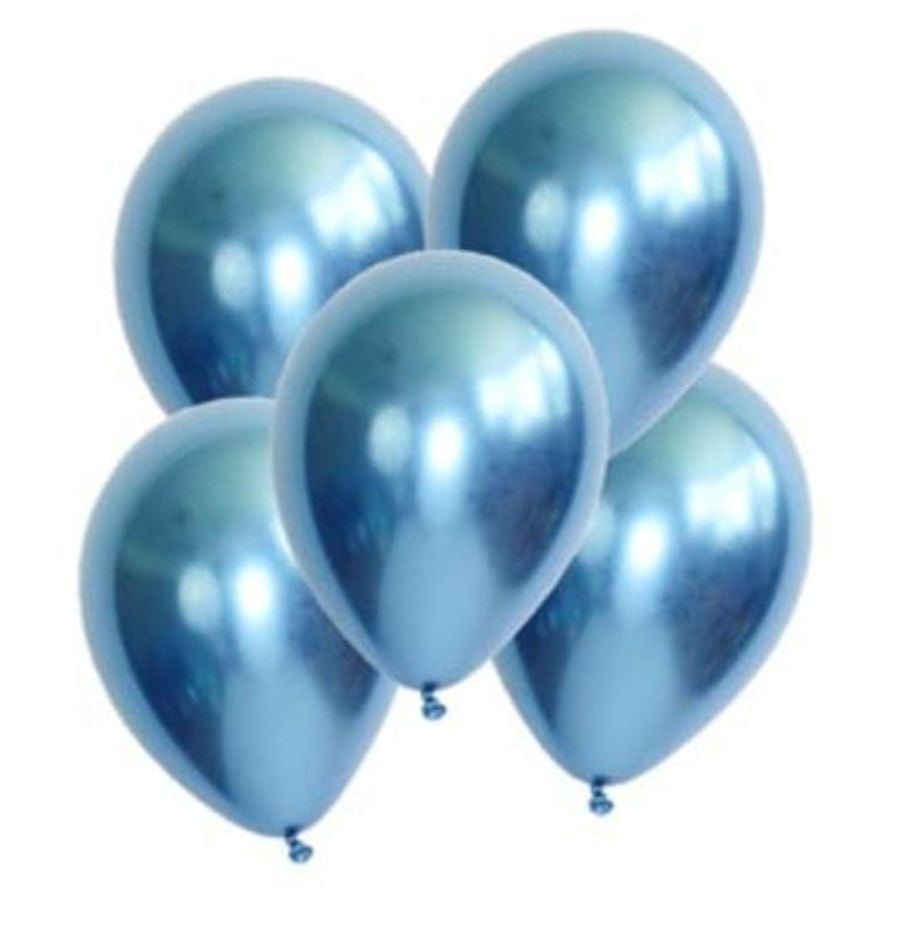 The Magic Balloons Store-Solid Blue 12 inch Chrome Balloons-Pack of 30
