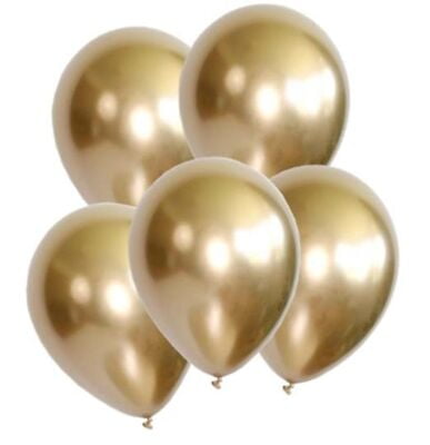 The Magic Balloons Store-Solid 12" Gold Chrome Balloons/Pack of 30