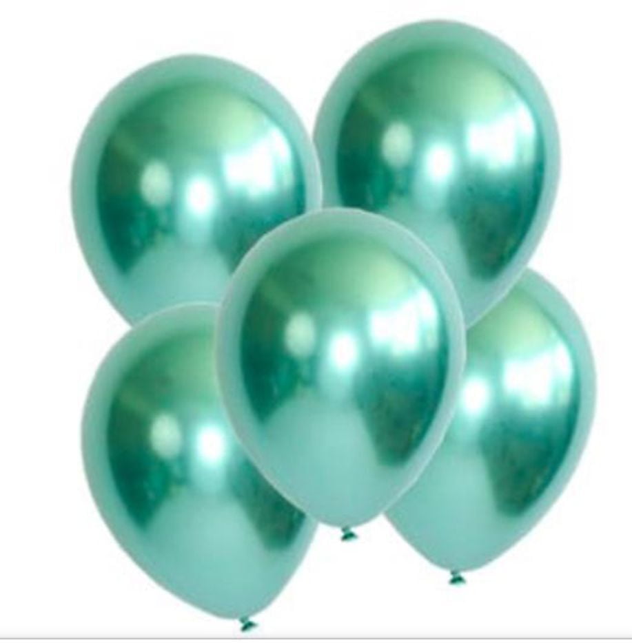 The Magic Balloons Store-Solid 12" Green Chrome Balloons/Pack of 30