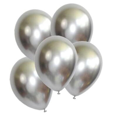 The Magic Balloons Store-Solid 12" Silver Chrome Balloons/Pack of 30