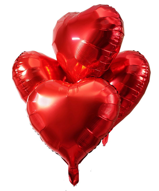 The Magic Balloons Store 18" Red Heart Shape Party Decorative Foil Balloon - Pack of 5 -181277