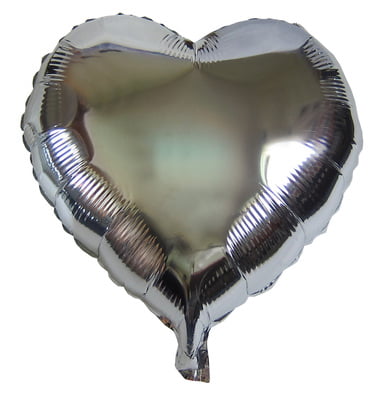The Magic Balloons Store-18″ Silver Heart Foil Balloon ( Pack of 3)