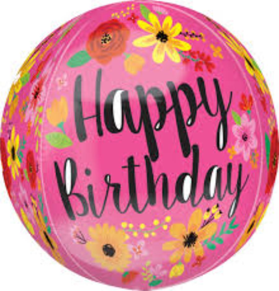 Anagram Happy Birthday Pink Floral Orbz-181166
