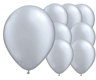 The Magic Balloons Store- 8" Latex Balloons (Pack of 50)-Silver
