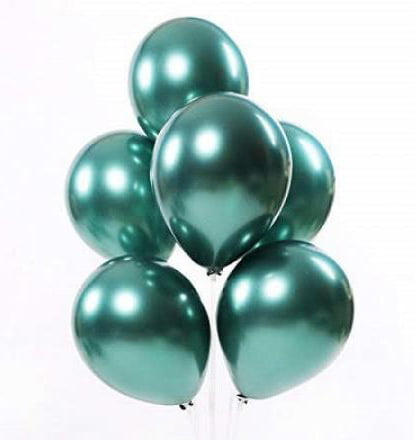 The Magic Balloons Store-Solid Green 9 inch Chrome Balloons-Pack of 30