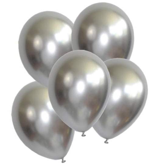 The Magic Balloons Store-Solid Silver- 9 inch Chrome Balloons-Pack of 30