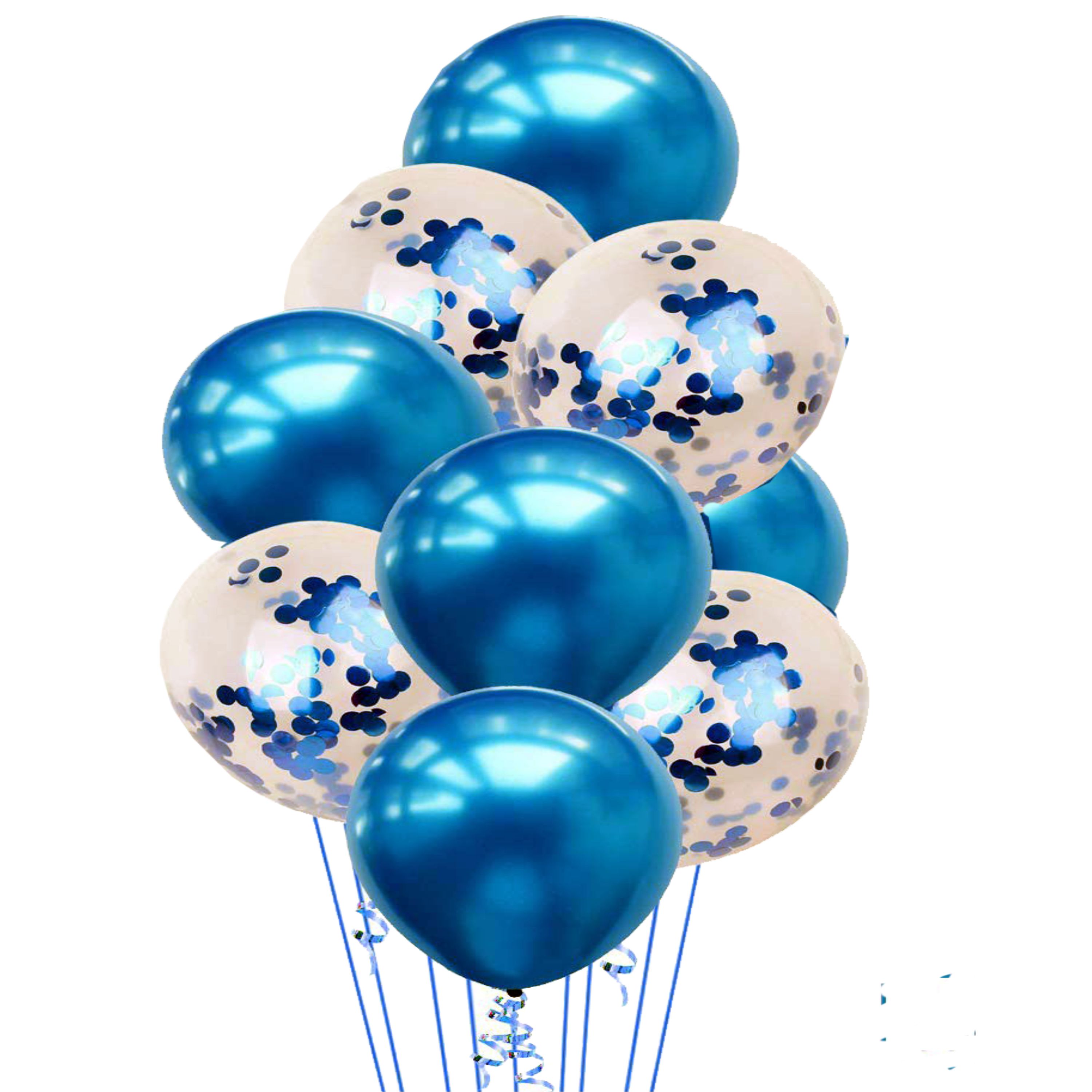 The Magic Balloons Store-Mettalic blue & Blue confetti Balloons-181151 The Magic Balloons Store-Mettalic blue & Blue confetti Balloons-181151
