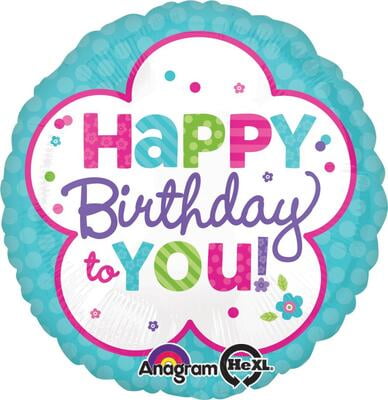 Anagram Pink & Teal Happy Birthday Balloon 18″ S40