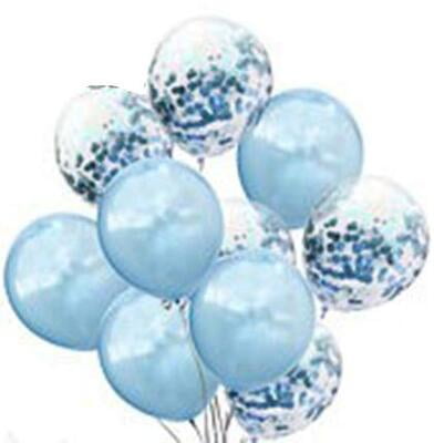 The Magic Balloons Store- 12" Sky Blue Pre-Filled Confetti Latex Balloons ( Pack of 10)