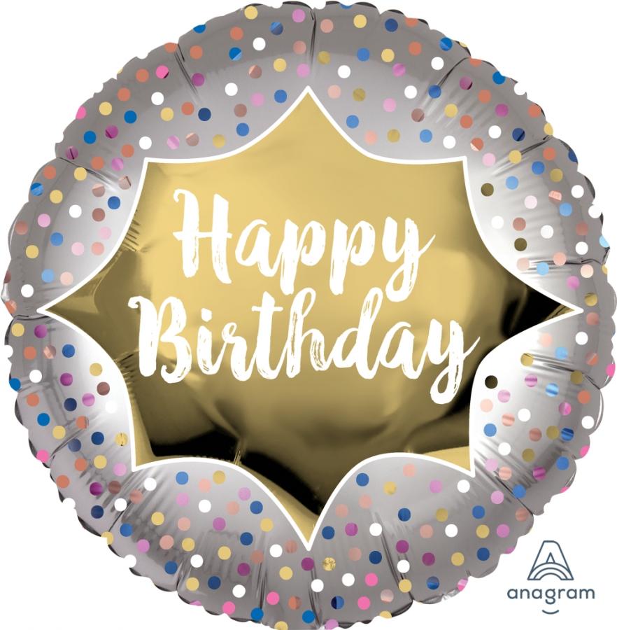Anagram Birthday Satin Gold Burst Foil Balloon S40 Anagram Birthday Satin Gold Burst Foil Balloon S40